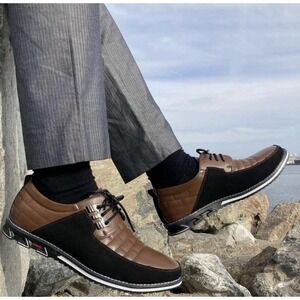 Gatsby Mens Orthopedic Leather Oxford Shoes Brown Black Comfort Size 43 9.5